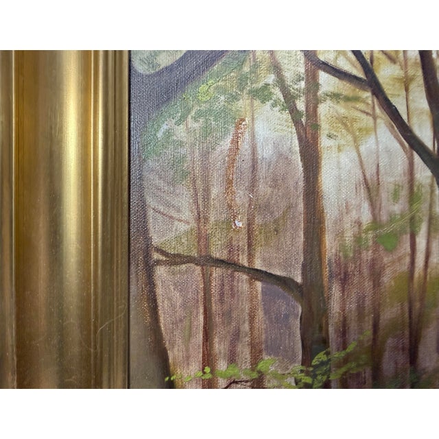Large Antique 1919 Original Finn Wennerwald Landscape Marsh Woods Trail Painting For Sale - Image 12 of 12