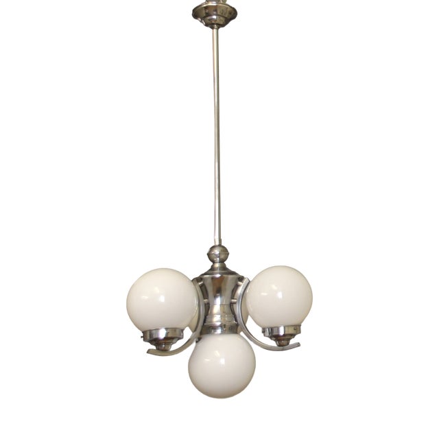 Vintage Bauhaus Glass Chandelier, 1930s For Sale