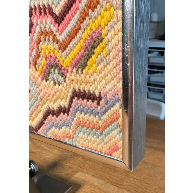 Vintage Mid Century Organic Modern Textile Art, Blush, Hot Pink & Brown For Sale - Image 10 of 12