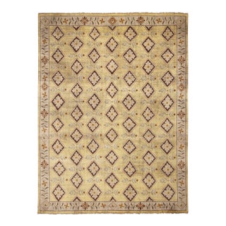 Rug & Kilim Savonnerie Style Rug, Yellow, Cream Floral Pattern, 8x10 For Sale