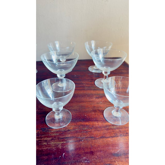 Glass Vintage, 1950s, Mid-Century Modern Coupe Glass - Set of 9 For Sale - Image 7 of 13