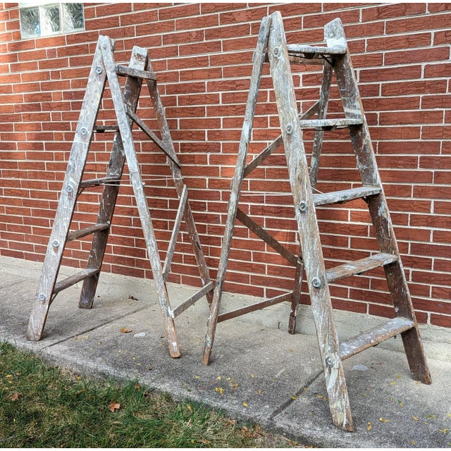 These two are truly unique, vintage wooden painter’s ladders that belonged to my great-grandfather, who was a professional...