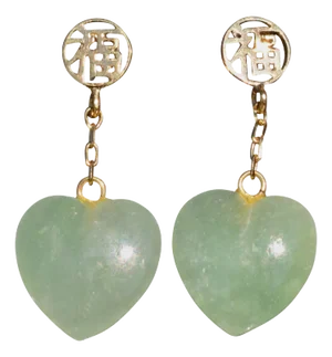 The Blessings: Jade Earrings in Yellow Gold, 2 Pieces