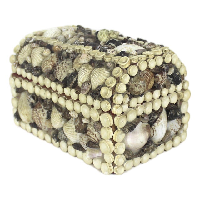 Vintage Shell Encrusted Jewellery Box For Sale