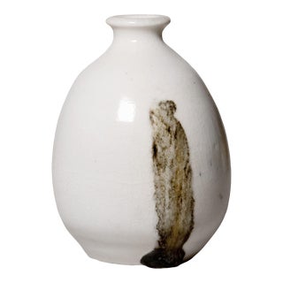 1970s Ceramic Crackle Glaze Bud Vase or Tokkuri Sake Bottle, Signed "Glenn 73" For Sale