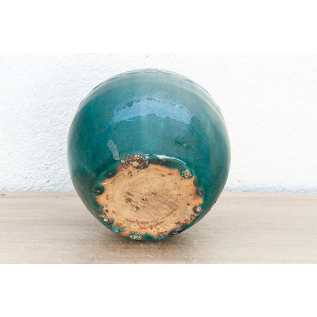 Deep Emerald Glazed Ceramic Vase For Sale In Los Angeles - Image 6 of 8