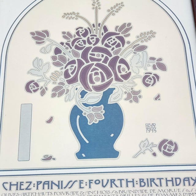French Country Vintage David Lance Goines “Chez Panisse Fourth Birthday” Poster, 1977 For Sale - Image 3 of 6