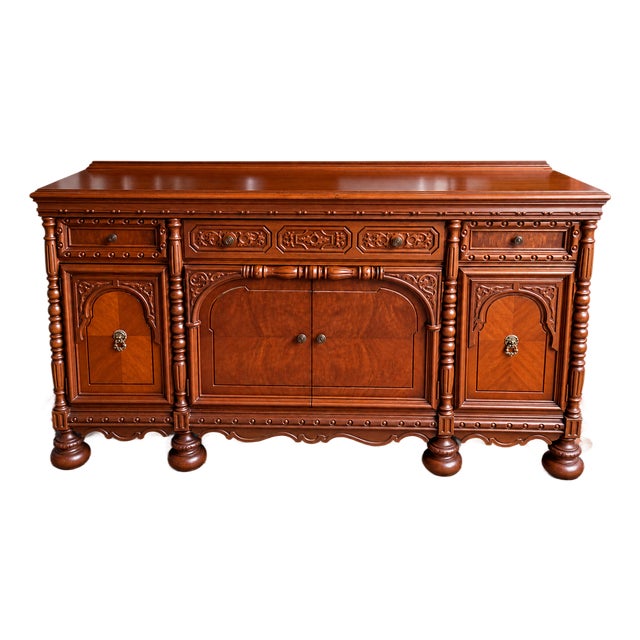 Early 20th Century Renaissance Revival Style Carved Walnut Sideboard For Sale