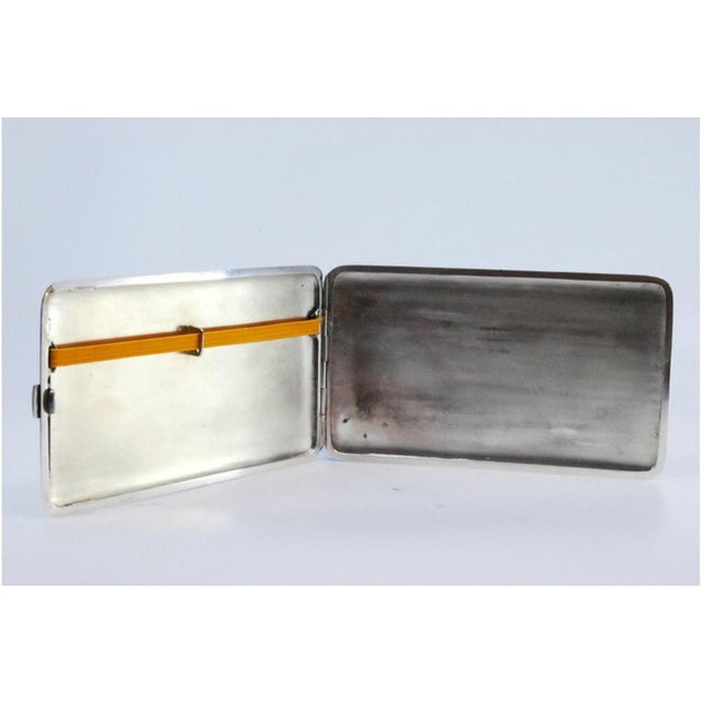 Guilloche Silver Cigarette Case with Bands For Sale - Image 4 of 9