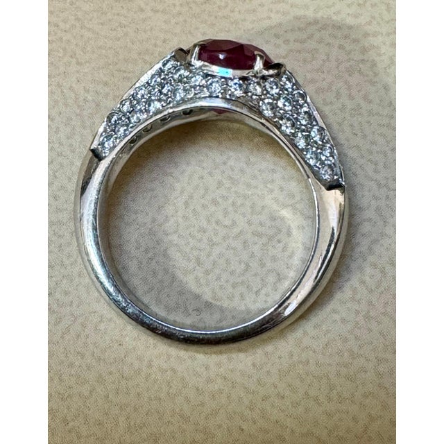 GIA Certified 2 Ct Natural Pink Sapphire & 2 Ct Pave Diamond Ring in Platinum For Sale - Image 9 of 18