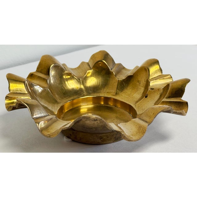 Vintage Scalloped Edge Brass Wine Coaster, Candle Holder or Catchall For Sale - Image 4 of 5