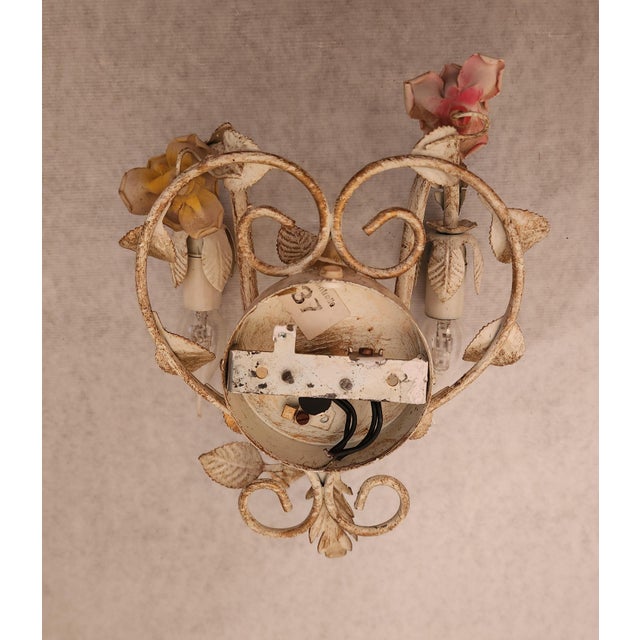 Vintage Wall Lamp with Floral Porcelain Elements, 1950s For Sale - Image 15 of 16