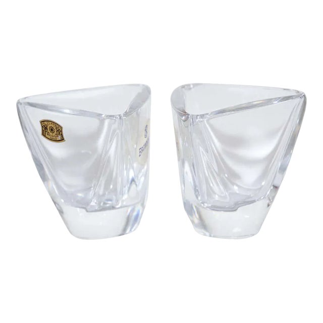 Crystal Glass Set by Val Saint Lambert of Belgium - A Pair For Sale