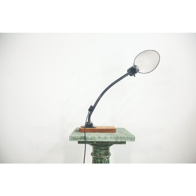 Black Early Bauhaus Task Light on Oak Base Nr. 745pi from Kandem Leuchten, 1930s For Sale - Image 8 of 13