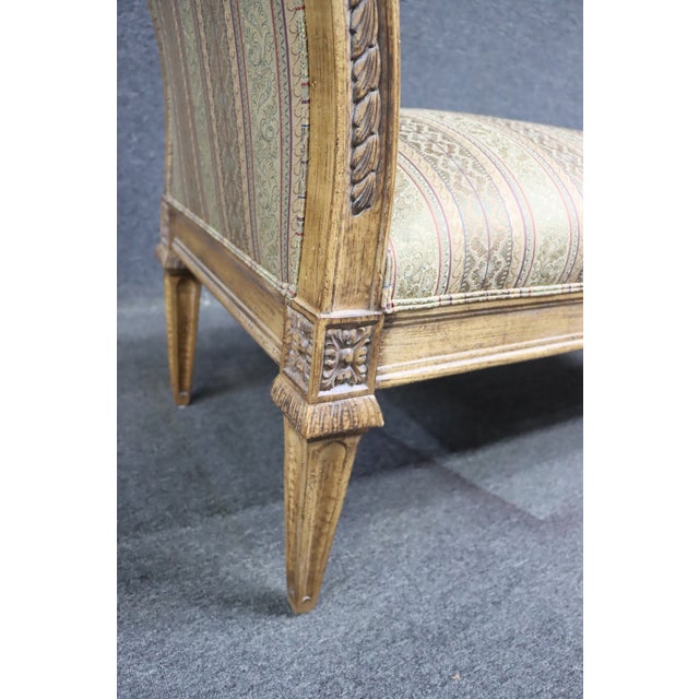 Baker for Milling Road upholstered window bench seat with Italian flared arm.