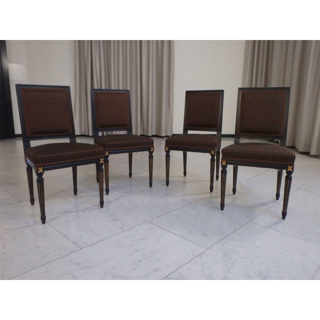 Black and Golden Dining Chairs, 1990, Set of 4, in Very Good conditions. Designed 1990 to 1999
