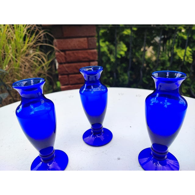 Cobalt Glass Vase, 1970s, Set of 3 For Sale - Image 6 of 7