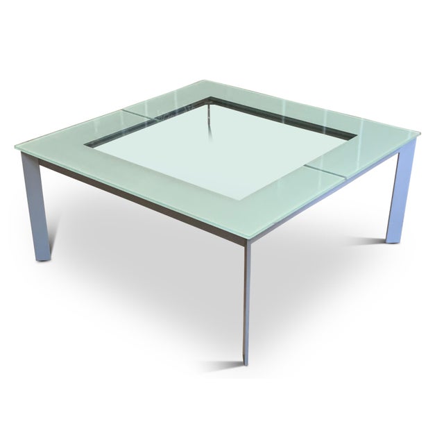 Modernist Metamorphic Extending Glass and Steel Coffee Table with Storage from Knoll, 2000s For Sale - Image 9 of 9