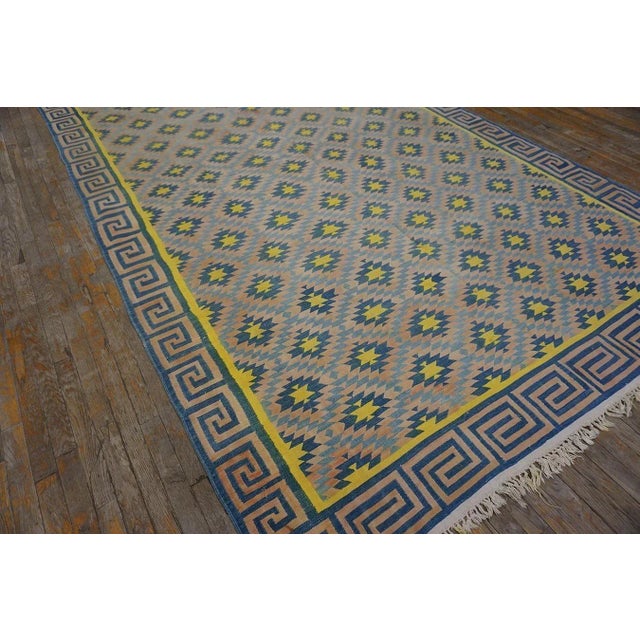 Textile 1930s Indian Cotton Dhurrie Carpet ( 7' x 11'6" - 213 x 351 ) For Sale - Image 7 of 7