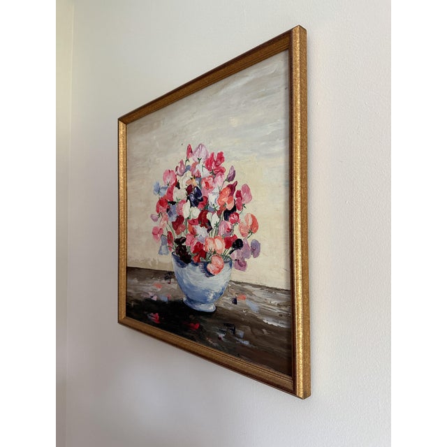American School, 20th Century, Still Life of a Bowl of Flowers, Oil on Canvas For Sale - Image 11 of 12