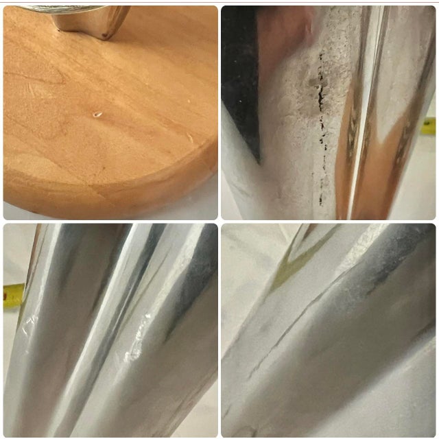 Vintage 1960s Mid-Century Modern Lamps, Tapered Aluminum Table Lamps in the Style of Paavo Tynell, Tapio Wirkkala, or Nambe, a Pair For Sale - Image 9 of 12