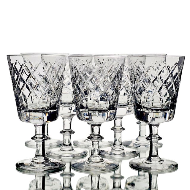English Late 20th Century Webb Corbett Wec2 English Lead Crystal Water Goblets Set of 8 For Sale - Image 3 of 11