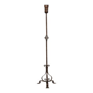 Gothic Style Wrought Iron Torchiere Floor Lamp For Sale