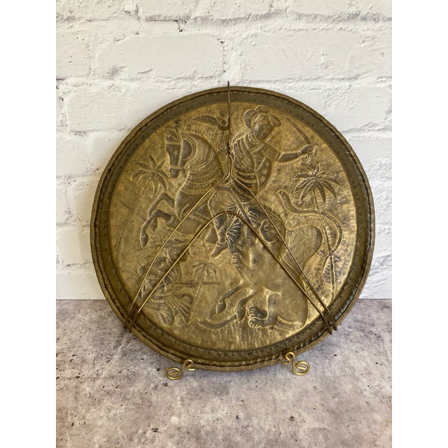 Mid 20th Century Metal Repoussé Wall Plate or Tray, Southeast Asian, Rider on Horse For Sale In Washington DC - Image 6 of 6