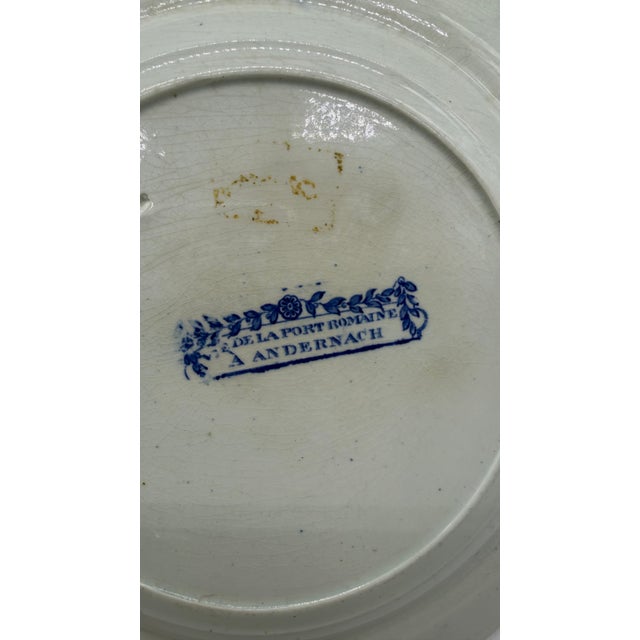 Ceramic A Blue Dark Transfer Decorated Staffordshire Plate "Rue De La Port Romaine", by Enoch Woods, Circa 1830's For Sale - Image 7 of 12