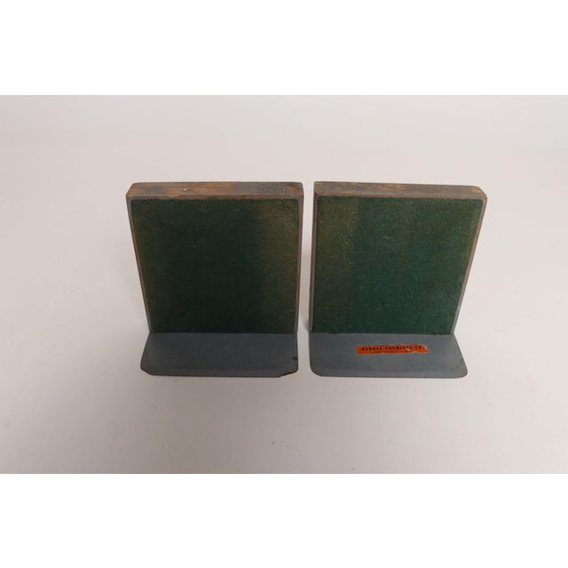 1940s Vintage Deco Folk Art Painted Wood and Wheeling Ceramic Tile "Pegasus" Bookend For Sale - Image 5 of 14