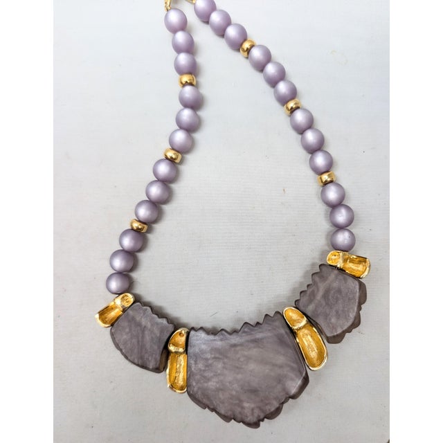 Vintage 1985 Signed Napier Purple "Sherbet" Molded Lucite Collar Necklace For Sale - Image 12 of 12