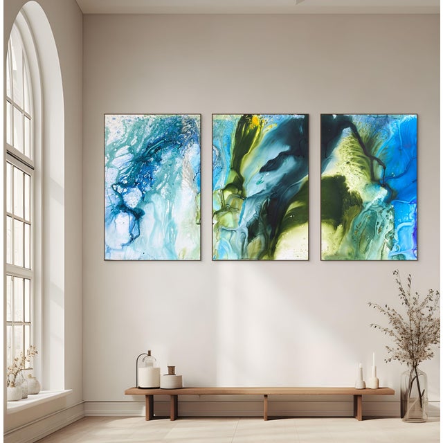 Martin Reyna Contemporary Abstract Ink on Paper "Bois De Boulogne 2 (Triptych)" by Martin Reyna For Sale - Image 4 of 5