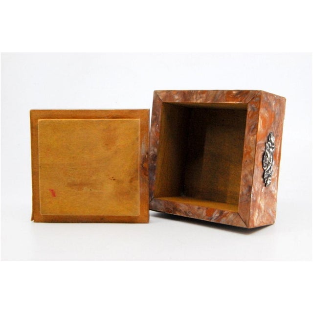 Wooden Jewelry Box with Silver Applications on Lid For Sale - Image 6 of 11
