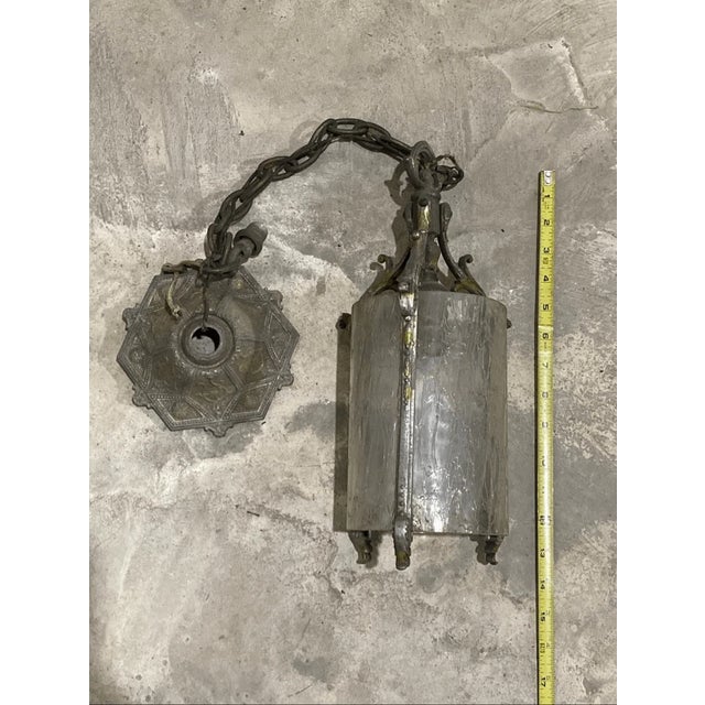 Glass Antique Louis XVI / Regency Style Crackle Glass Hanging Lantern For Sale - Image 7 of 8