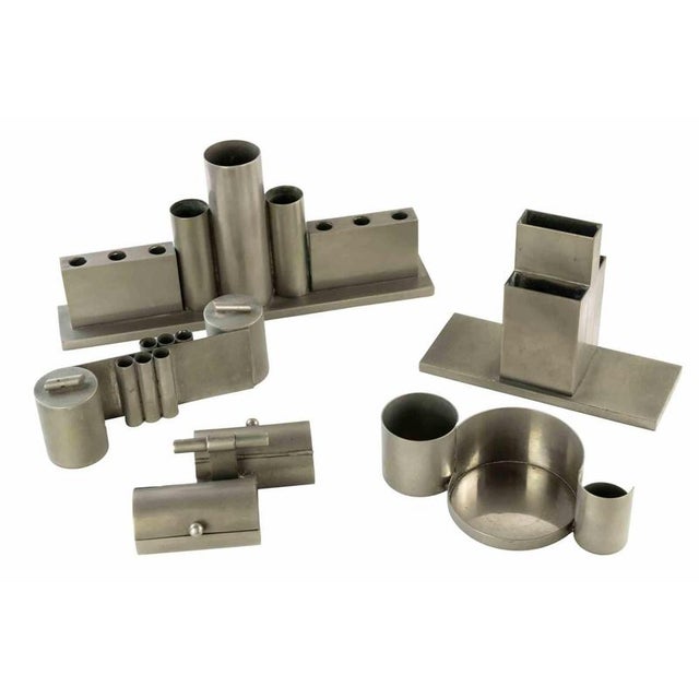 Vintage Italian Aluminum Desk Set, 1950s, Set of 5 For Sale - Image 6 of 6