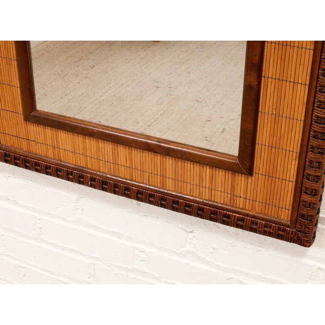 Mid-Century Modern Vintage Bamboo and Rattan Mirror For Sale - Image 3 of 12