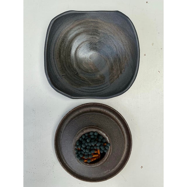 Vintage Original Studio Pottery Match Strike Set For Sale - Image 10 of 12