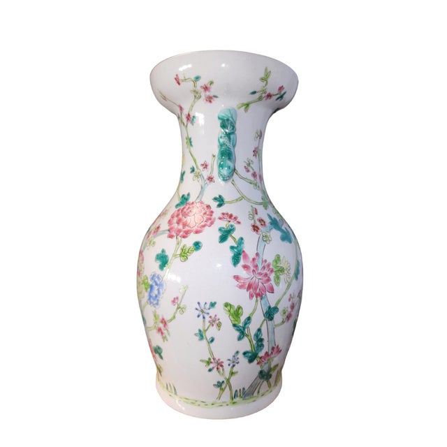 20th Century Qianlong Famille Rose Large Floral Vase For Sale - Image 4 of 7