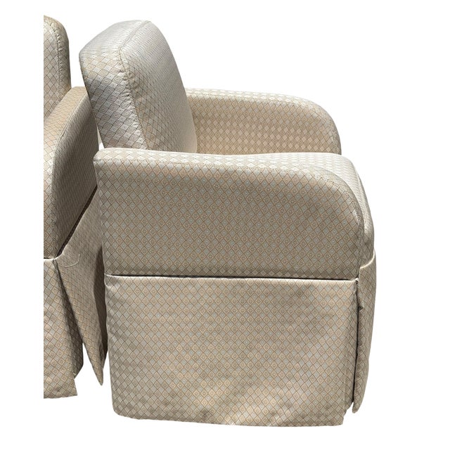 Textile Pair of Art Deco Style Scalamandre Silk Upholstered Parsons Chairs For Sale - Image 7 of 7