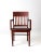 An early 20th-century Arts and Crafts-style wooden library armchair featuring a classic slat back, formed seat, and sturdy...