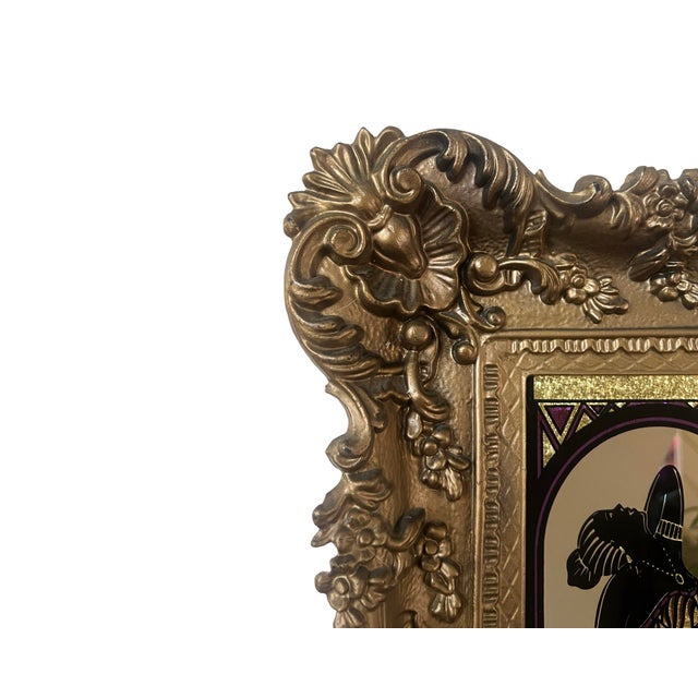 Rare Vintage Mid Century Modern Postmodern 1970s African Disco Mirror Wall Art 1980s Ornate Regency MCM For Sale - Image 4 of 11