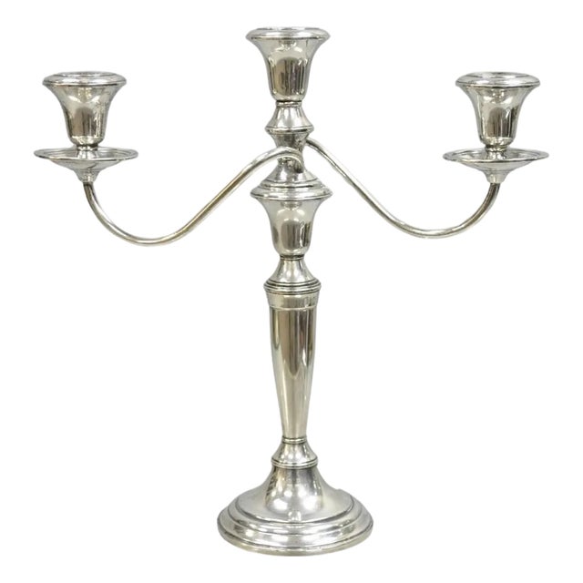 Vintage Revere Silversmith Sterling Silver Weighted 3 Arm Candelabra Candlestick For Sale