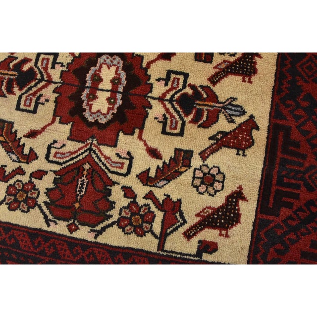 Baloch Rug 3’2” X 5’6” Ivory Wool Vintage Tribal Hand-Knotted Oriental Carpet For Sale - Image 4 of 12