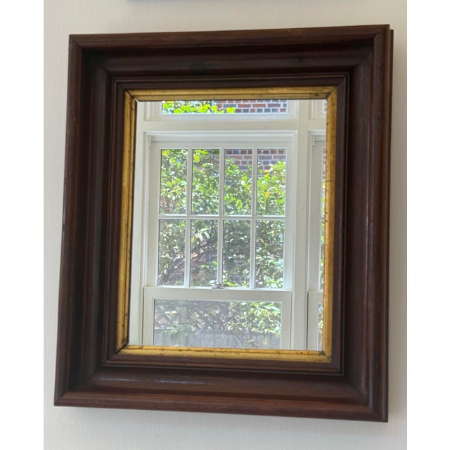 Early 20th Century American Walnut Wood With Gold Gilt Framed Wall Mirror For Sale - Image 11 of 12