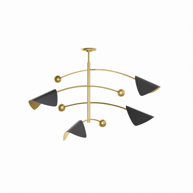 2020s Eclipse Mobile Chandelier, Blackened Brass and Natural Brass For Sale - Image 5 of 10