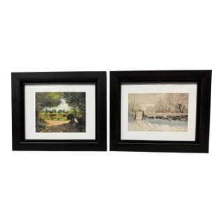 Claude Monet "Adolph in Garden" + "The Magpie" Reproduction Prints, Set of Two For Sale