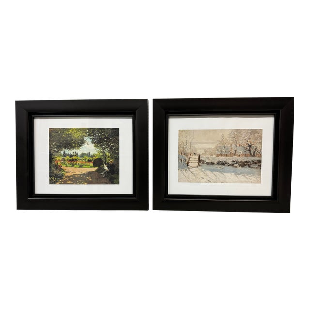 Claude Monet "Adolph in Garden" + "The Magpie" Reproduction Prints, Set of Two For Sale