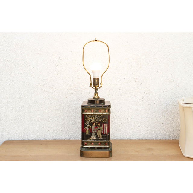 Antique Canton Tea Merchant Tin Lamp For Sale In Los Angeles - Image 6 of 9