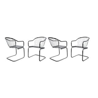 Cantilever Dining Chairs in the style of Gastone Rinaldi, 1980s, Set of 4 For Sale