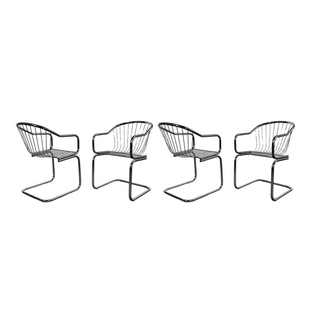 Cantilever Dining Chairs in the style of Gastone Rinaldi, 1980s, Set of 4 For Sale